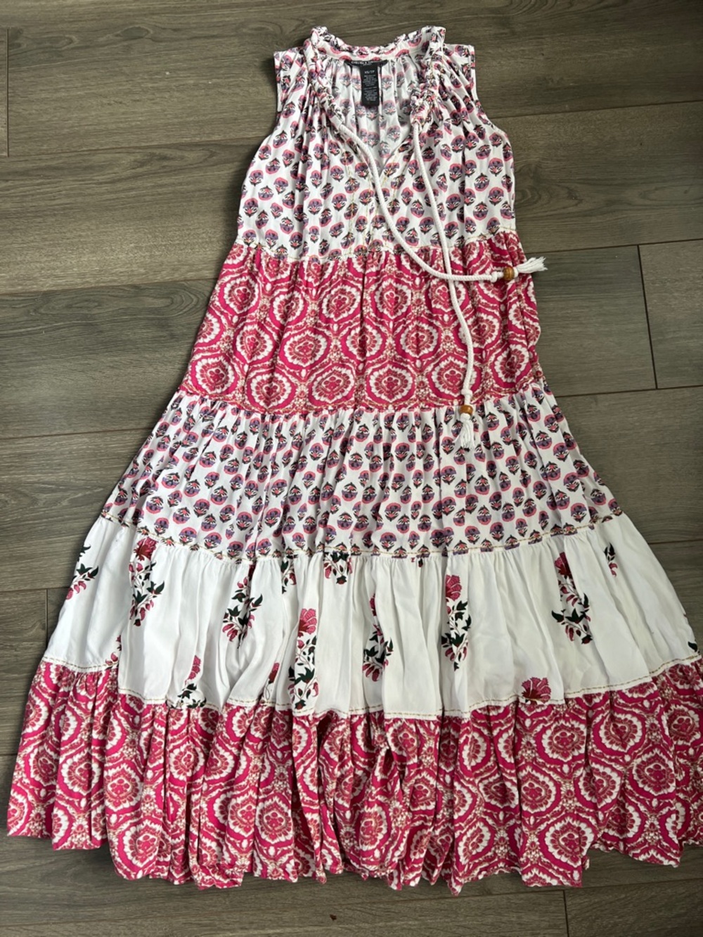 Boho Maxi Sundress Red Floral Size XS